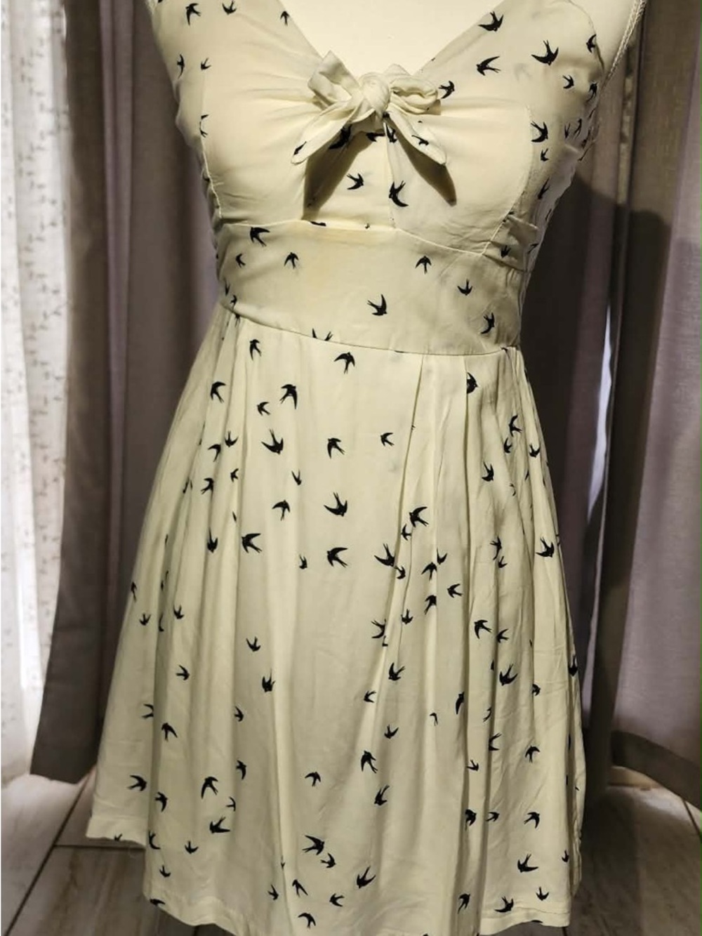 Purple Snow Cream Mini Dress with Black Swallow Print